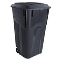 32 Gallon Black Plastic Garbage Can with Attached Lid V847635