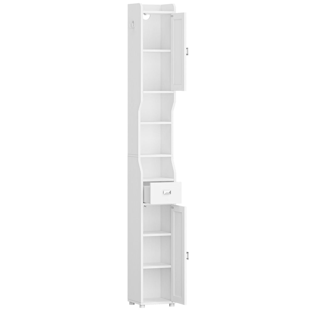 White Tall Narrow Bathroom Storage Cabinet R719