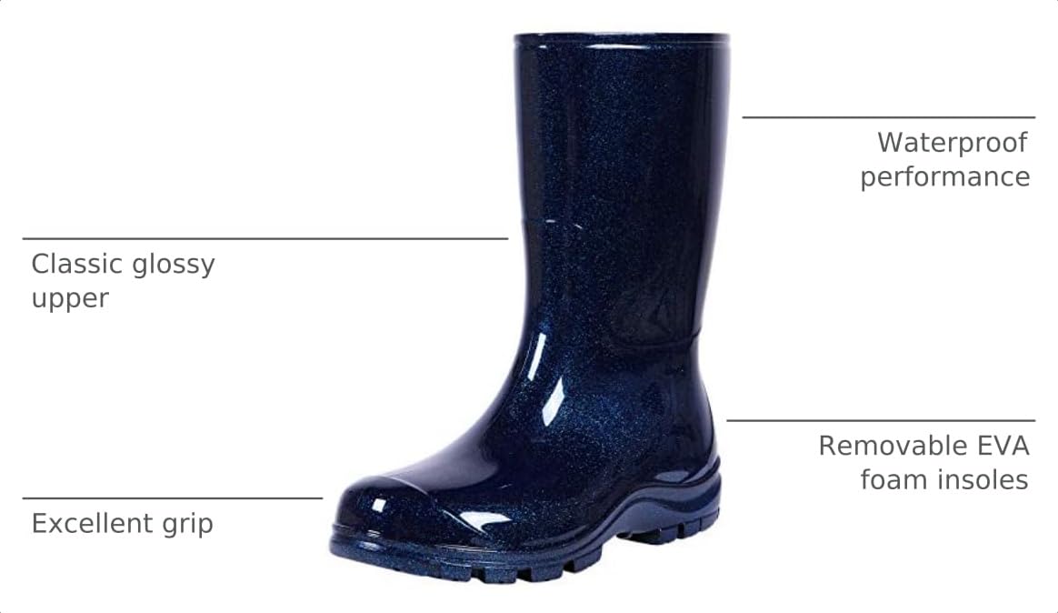 Women's Mid Calf Waterproof Rubber Rain Boots F2602