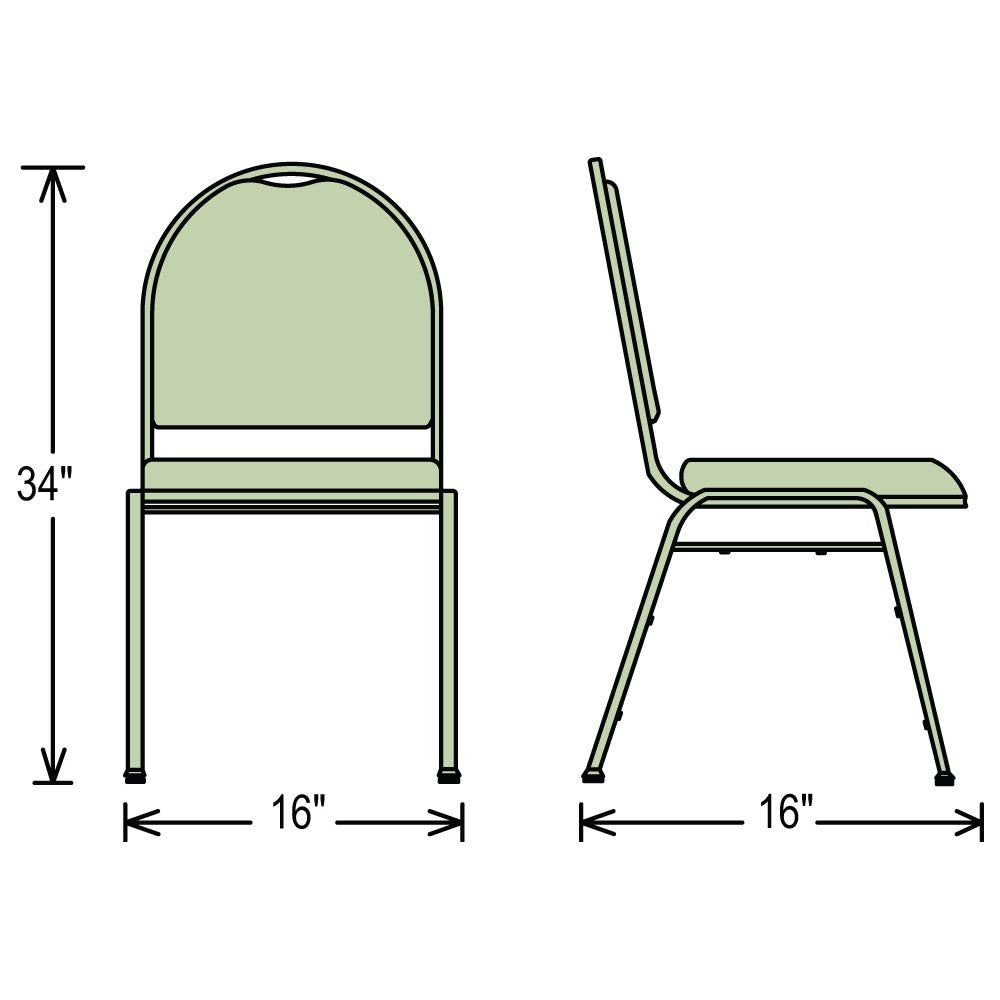 Vinyl-upholstered Dome Back Stack Chair with Steel Frame, 300-lb Weight Capacity T4420