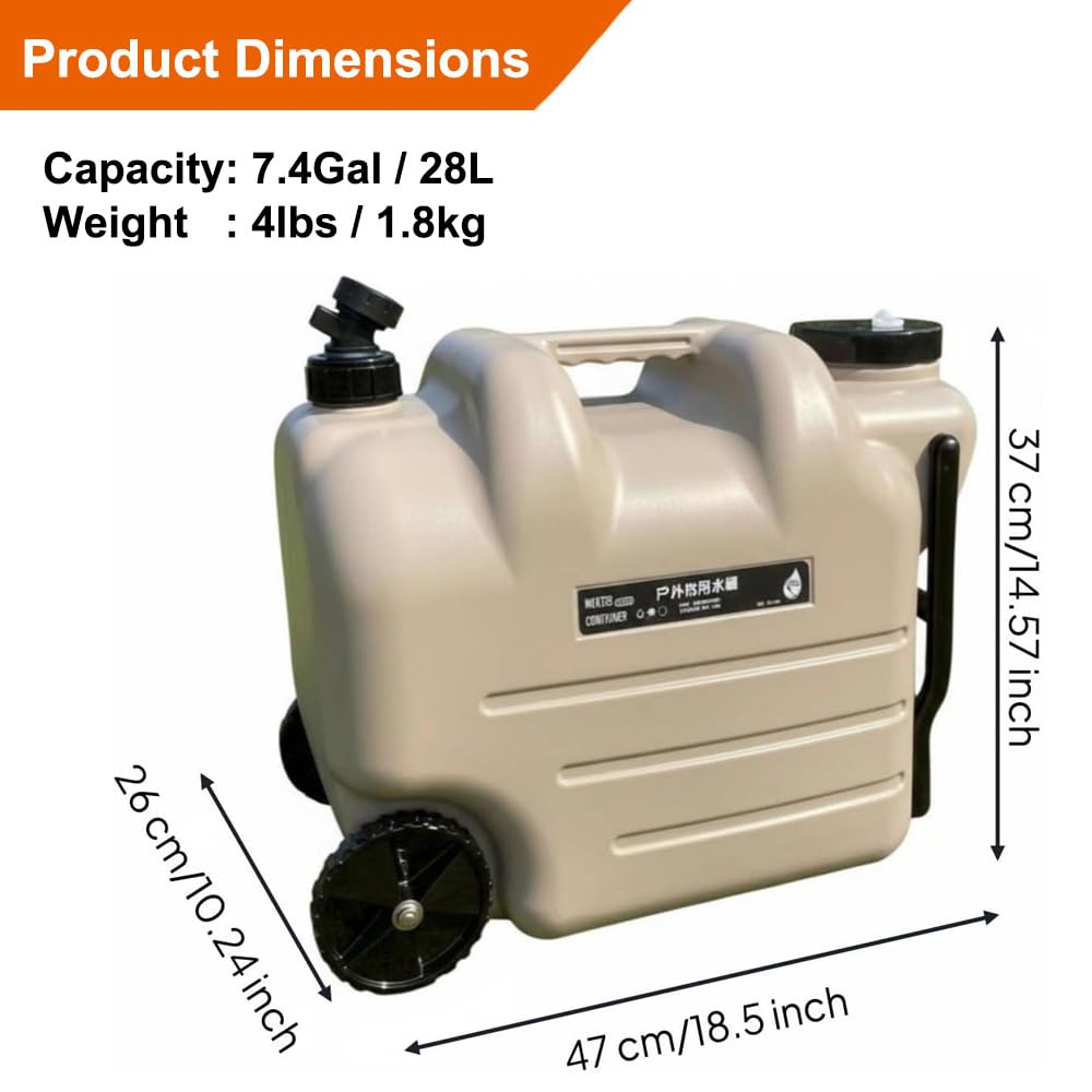 7.4 Gallon Water Container with Tap and Wheels H9612
