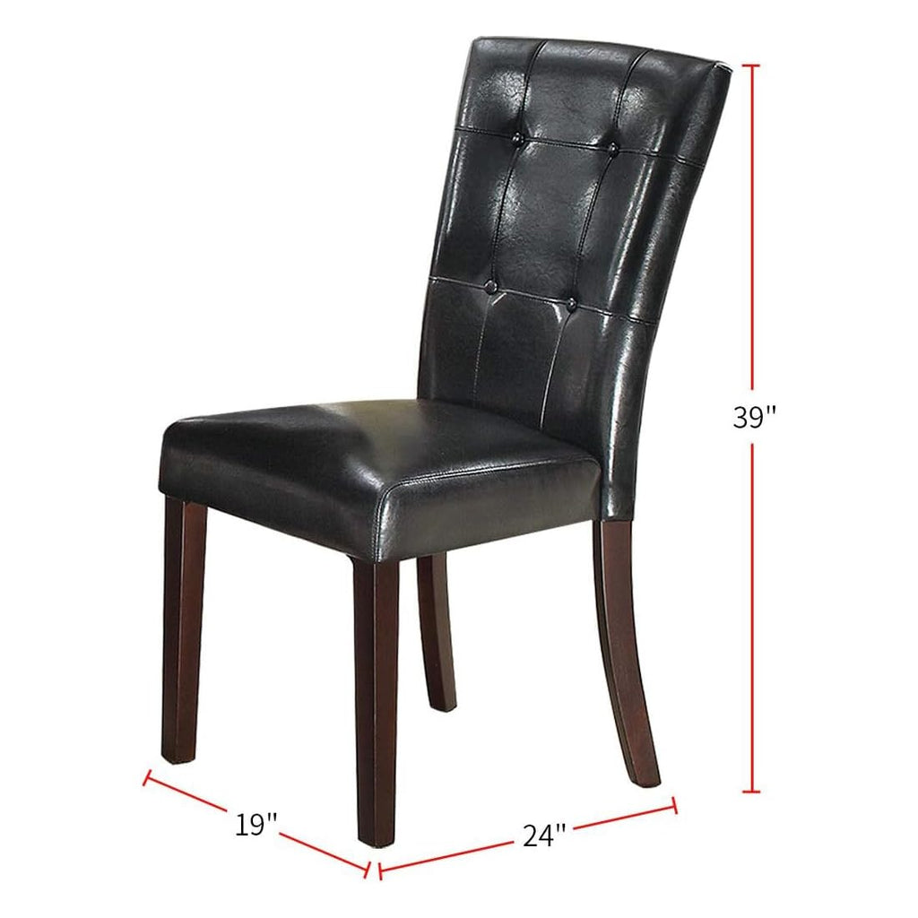 Black Faux Leather Tufted Parson Chairs Set of 2 Q934