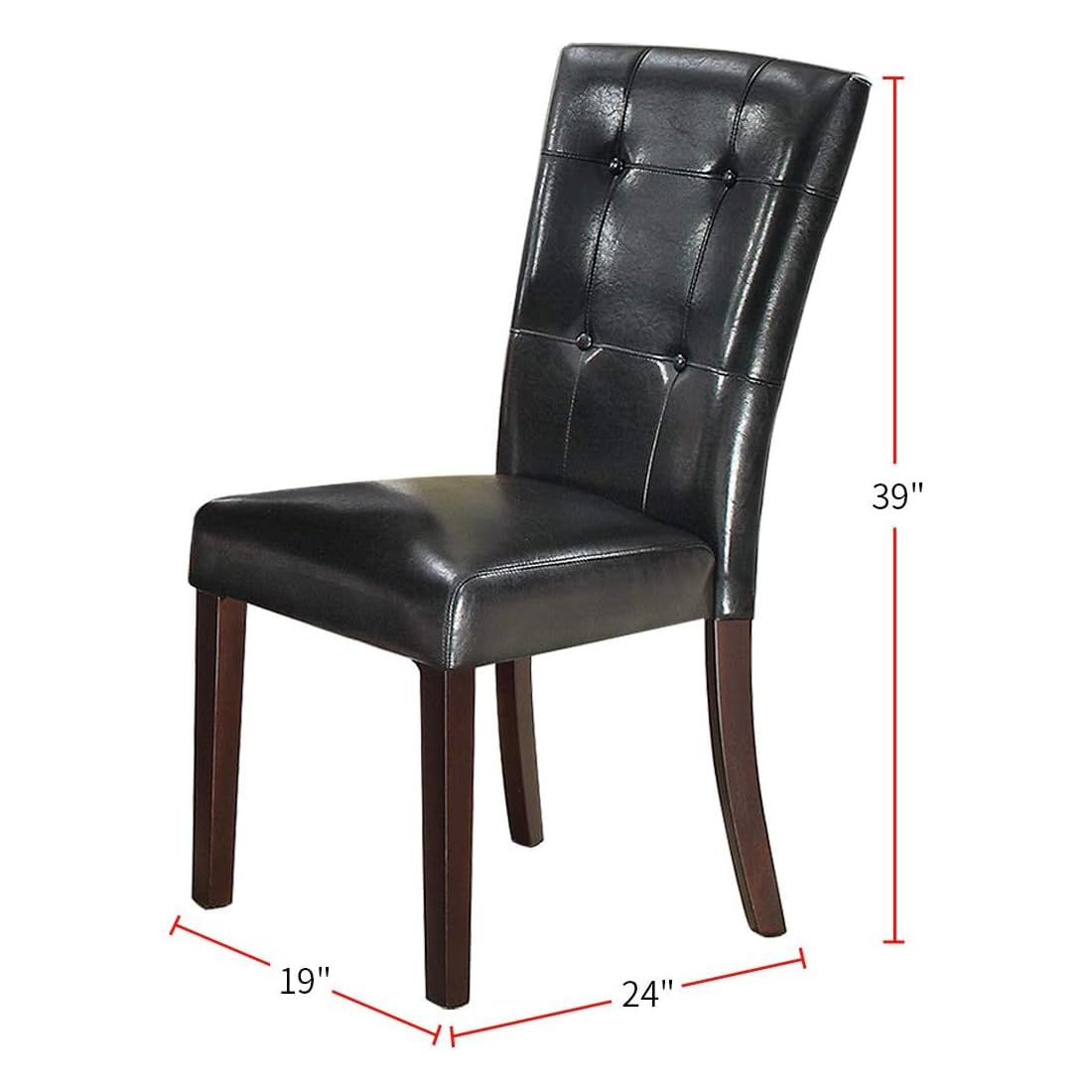 Black Faux Leather Tufted Parson Chairs Set of 2 Q934