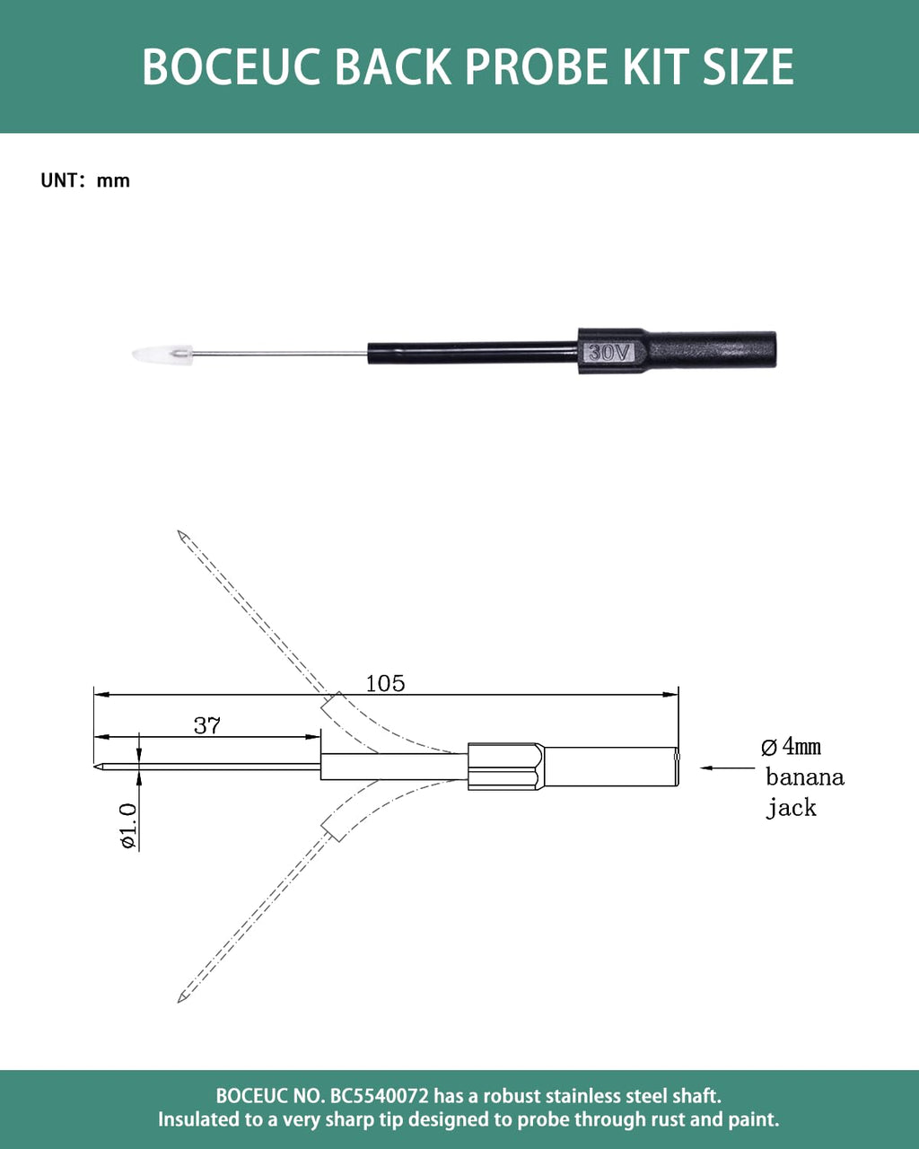 4 PCS Flexible Back Probe Kit K8904