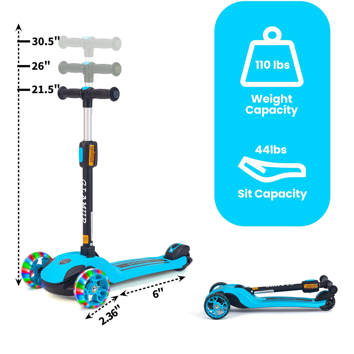 2-in-1 Folding 3 Wheel Kick Scooter C9182