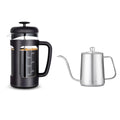 French Press and Gooseneck Pour Over Coffee Kettle 34 oz 12 oz Stainless Steel Silver U691