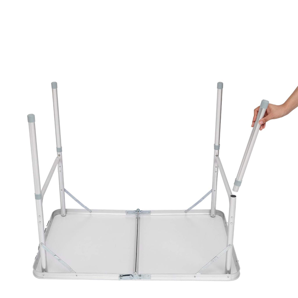Aluminum Portable Folding Camping Table Adjustable Height Lightweight White L966