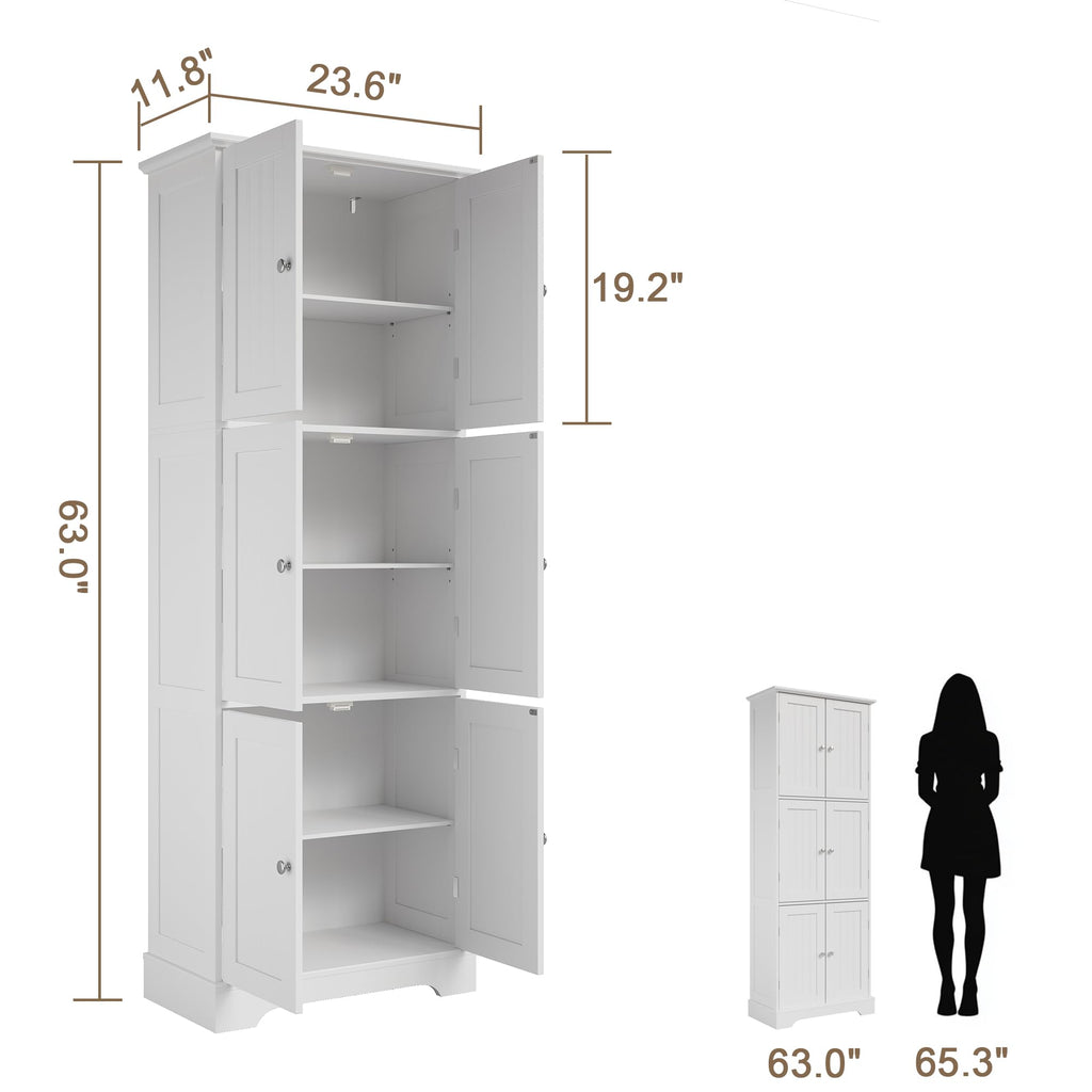 63.2" Tall Bathroom Storage Cabinet with 6 Doors Q5194