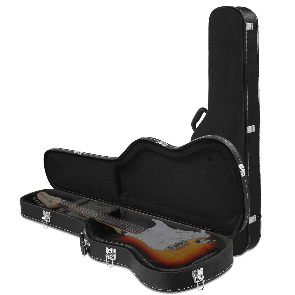 39 Inch Wooden Electric Guitar Hard Case with Soft Lining, Black Z17356
