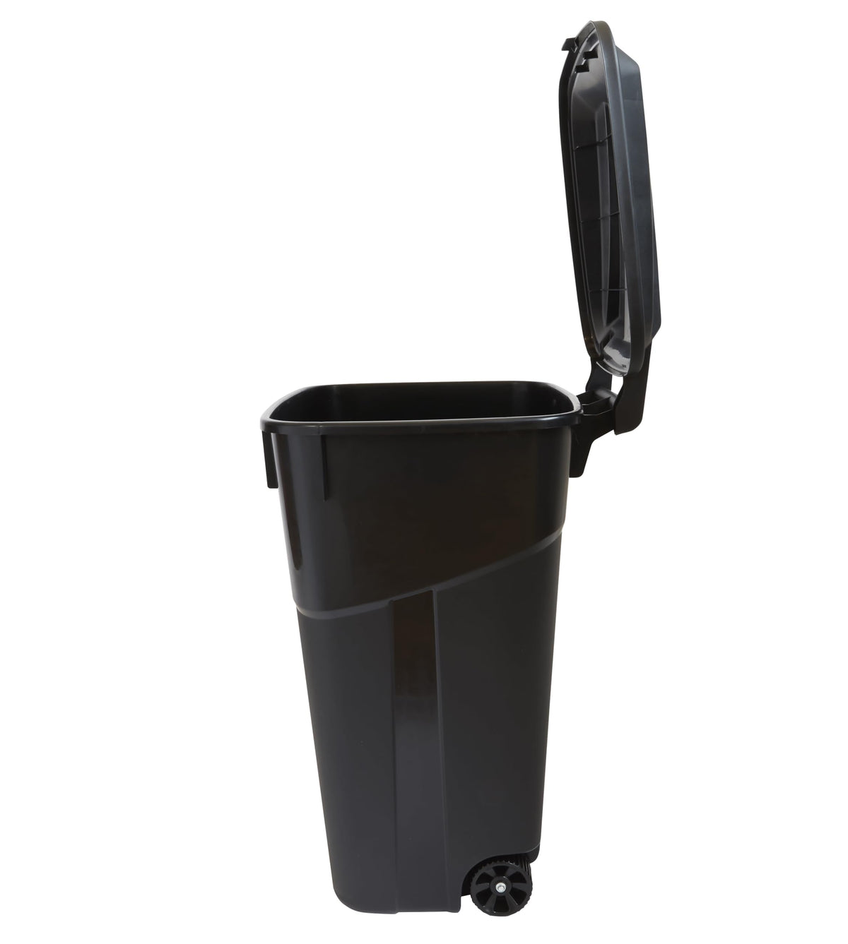32 Gallon Black Plastic Garbage Can with Attached Lid V847635