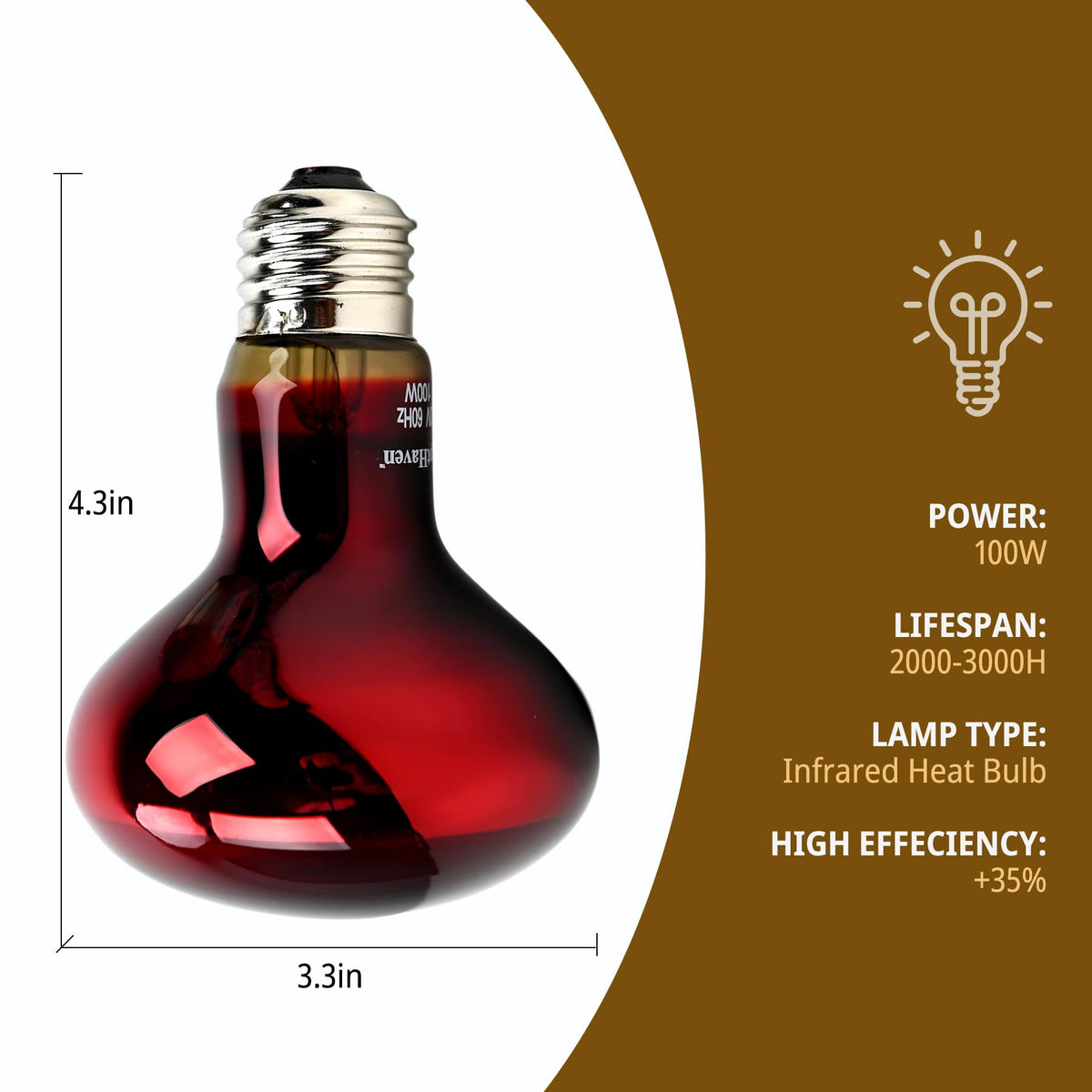 2-in-1 Deep Dome Reptile Light Fixture Kit with 100W UVA Basking Bulb & 100W Infrared Heat Lamp W75071
