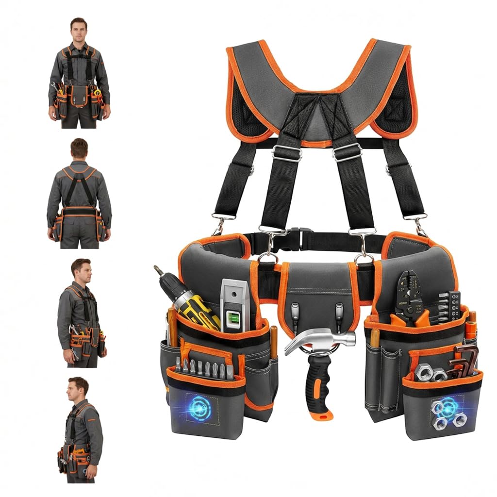 Heavy Duty Magnetic Tool Belt with Suspenders Q83374
