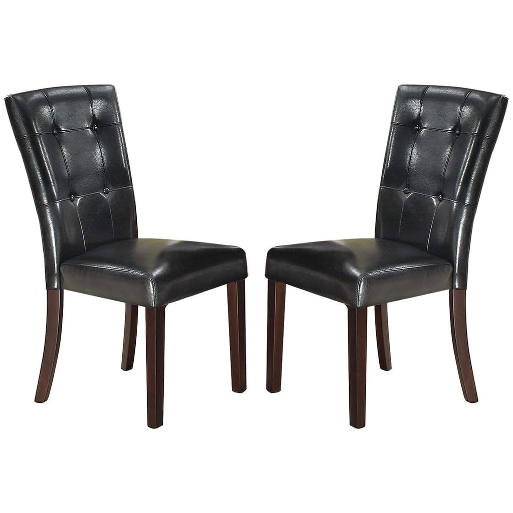 Black Faux Leather Tufted Parson Chairs Set of 2 Q934