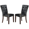 Black Faux Leather Tufted Parson Chairs Set of 2 Q934