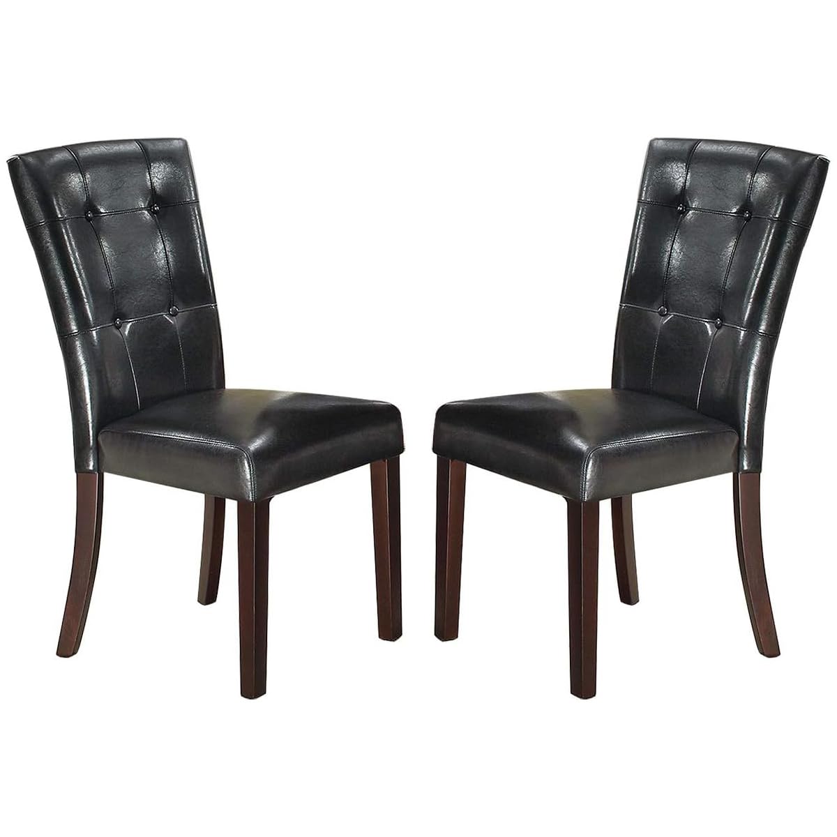 Black Faux Leather Tufted Parson Chairs Set of 2 Q934