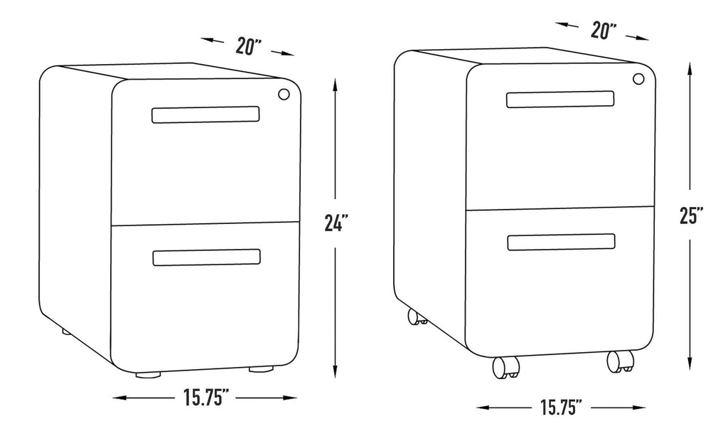 White 2 Drawer Mobile File Cabinet with Lock V2263