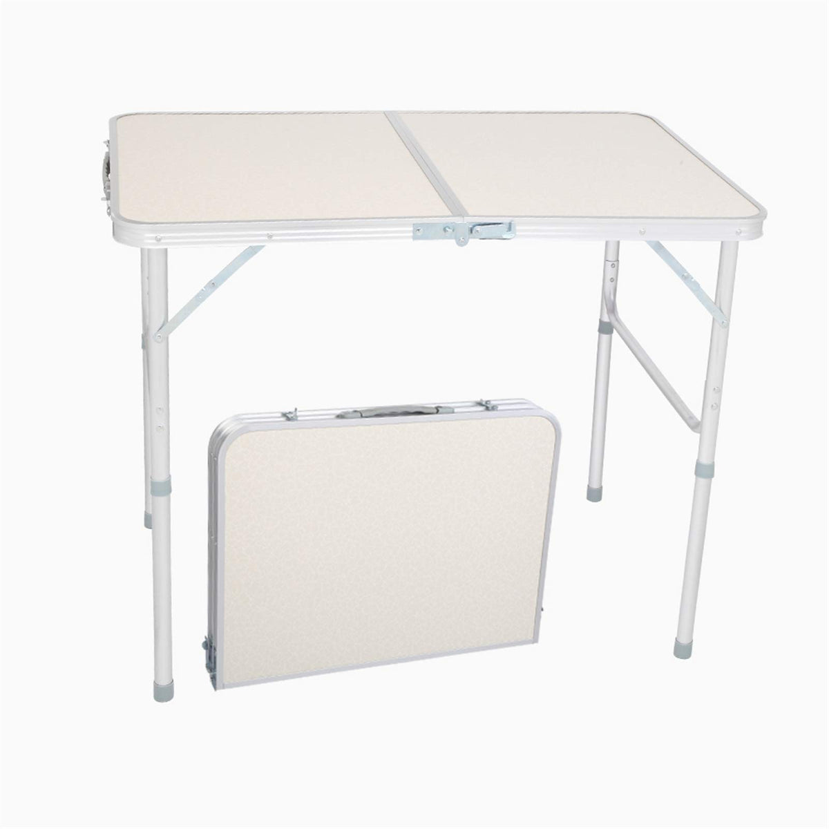 Aluminum Portable Folding Camping Table Adjustable Height Lightweight White L966