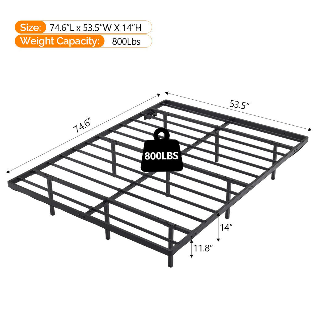 14 Inch Full Floating Bed Frame with USB Charging Station and LED Lights W644