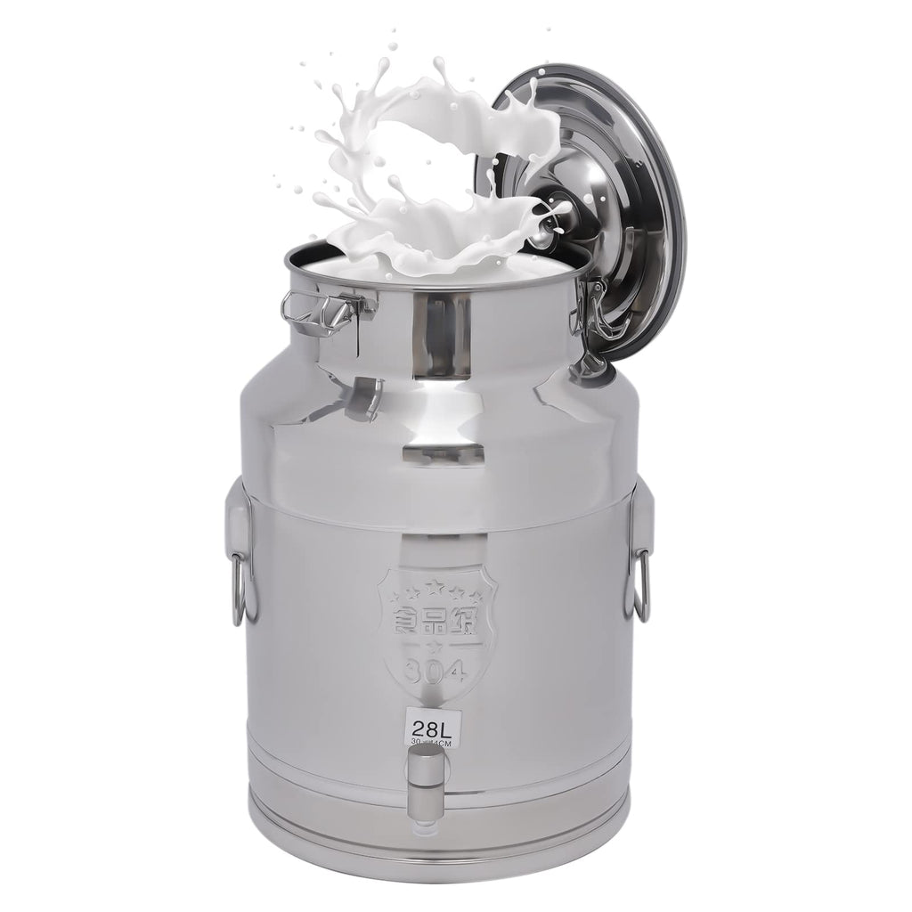 28L Stainless Steel Milk Can with Faucet & Lid W363122