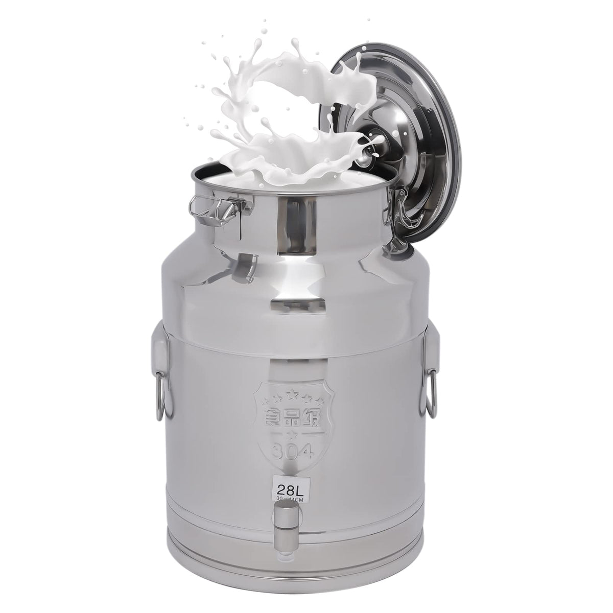 28L Stainless Steel Milk Can with Faucet & Lid W363122