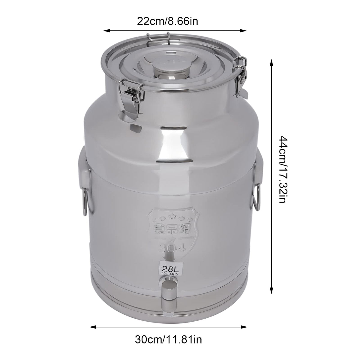 28L Stainless Steel Milk Can with Faucet & Lid W363122