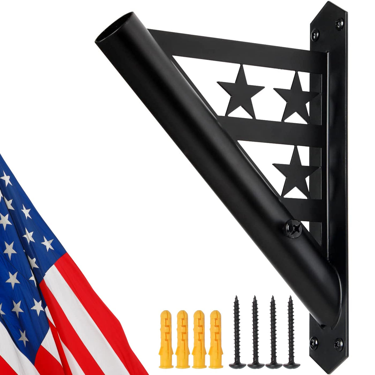 Flag Pole Heavy Duty Iron Weather Resistant Mounting Brackets Q505