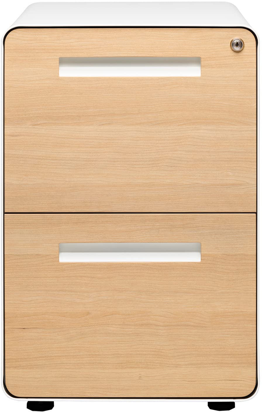 White 2 Drawer Mobile File Cabinet with Lock V2263