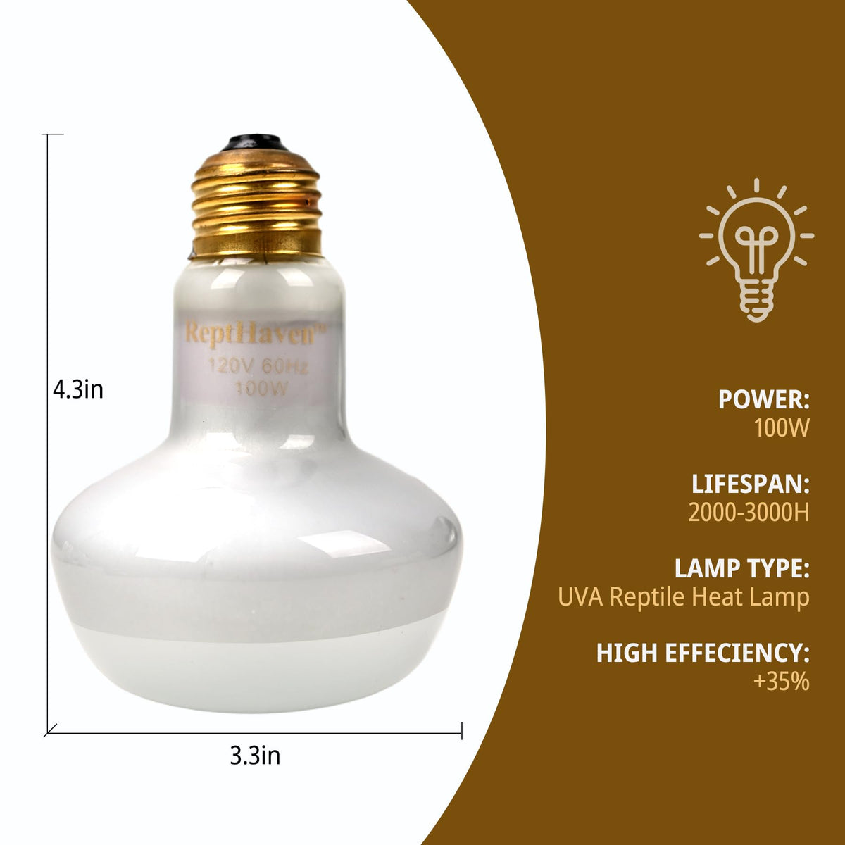 2-in-1 Deep Dome Reptile Light Fixture Kit with 100W UVA Basking Bulb & 100W Infrared Heat Lamp W75071