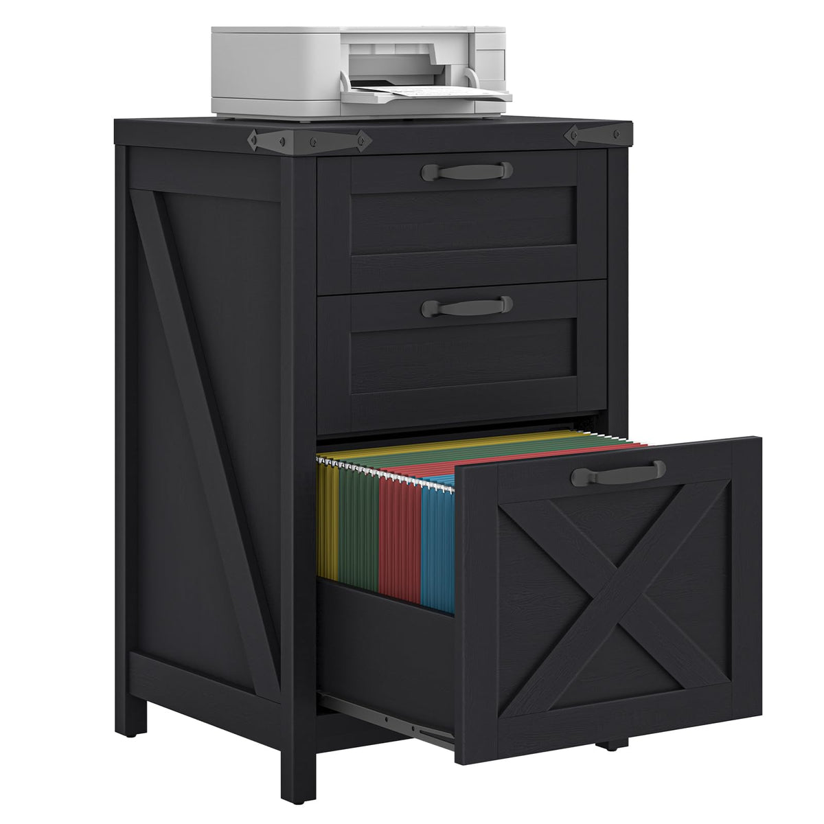Black 3 Drawer File Cabinet H404985