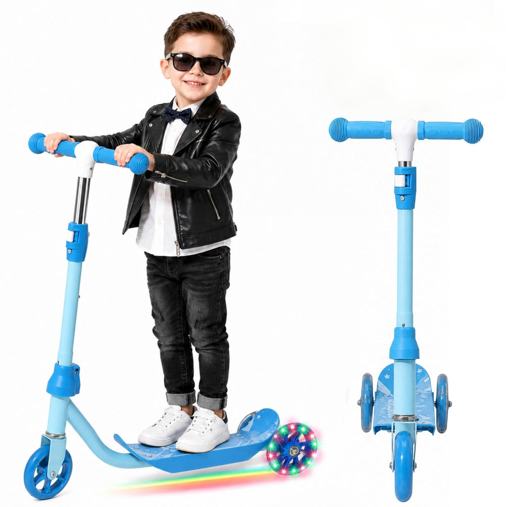 3 Wheel Kids Scooter with LED Light-Up Wheels and Adjustable Handlebar K56726