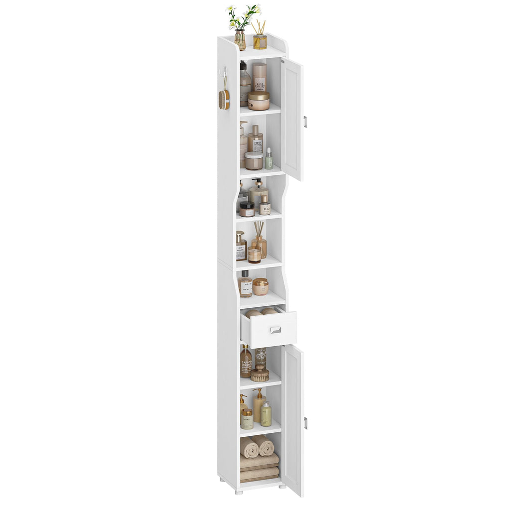 White Tall Narrow Bathroom Storage Cabinet R719