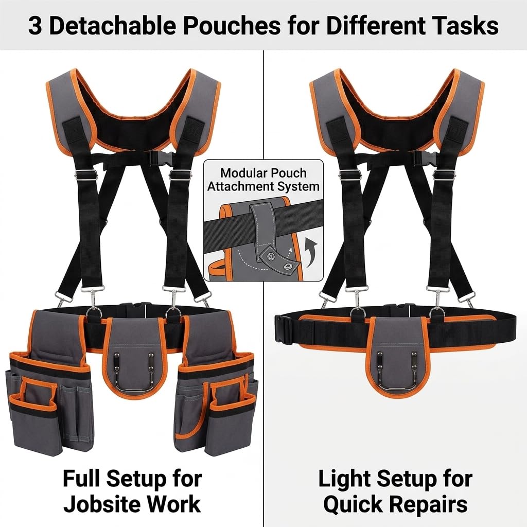 Heavy Duty Magnetic Tool Belt with Suspenders Q83374