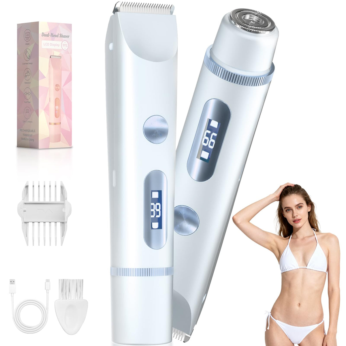Bikini Trimmer 2 in1 Electric Razor USB-C Rechargeable E28022