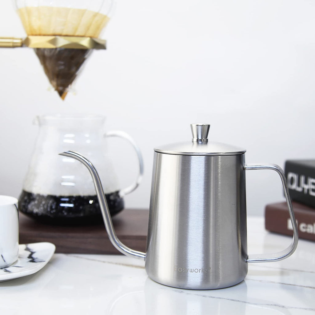 French Press and Gooseneck Pour Over Coffee Kettle 34 oz 12 oz Stainless Steel Silver U691