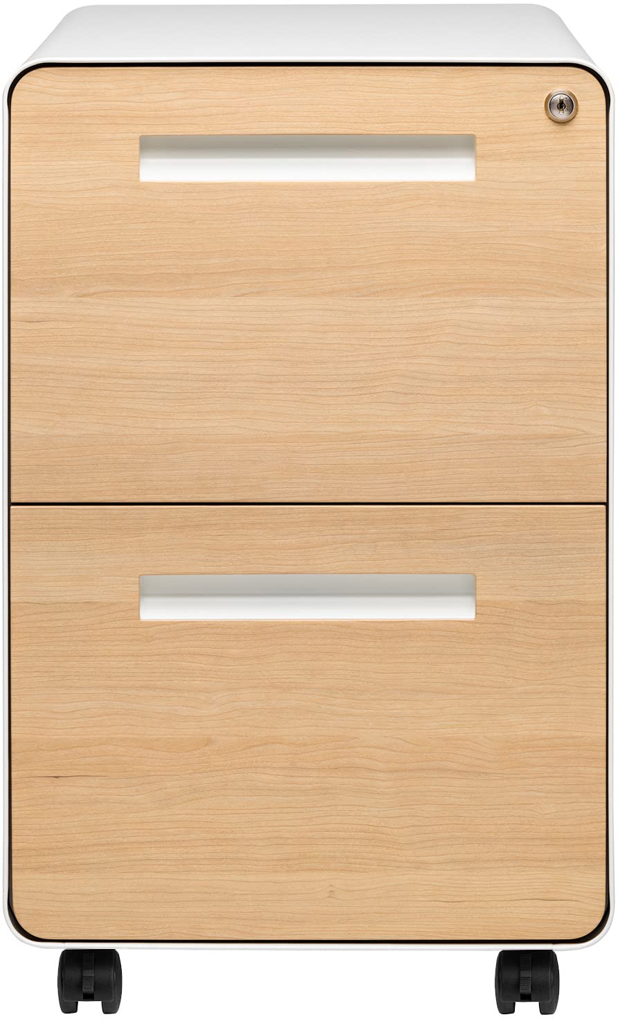 White 2 Drawer Mobile File Cabinet with Lock V2263