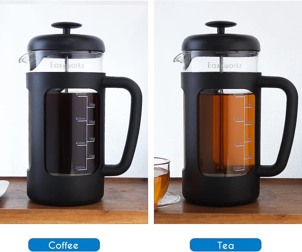 French Press and Gooseneck Pour Over Coffee Kettle 34 oz 12 oz Stainless Steel Silver U691