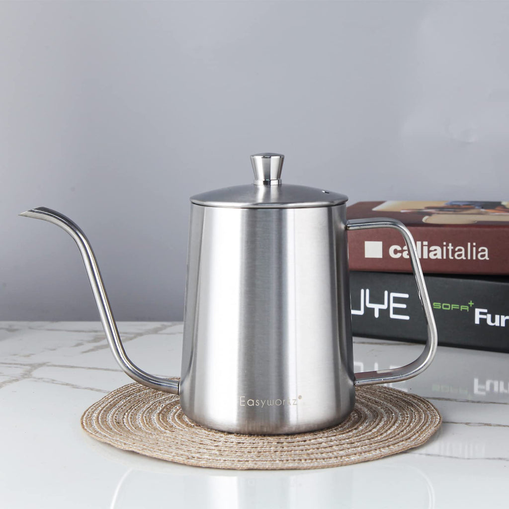 French Press and Gooseneck Pour Over Coffee Kettle 34 oz 12 oz Stainless Steel Silver U691