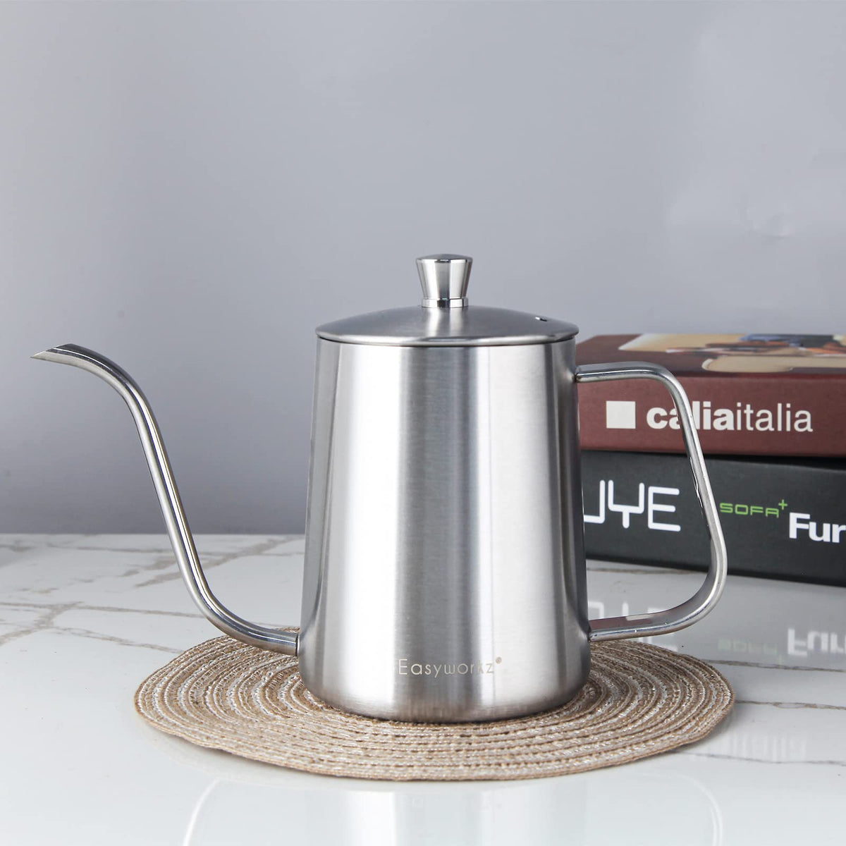 French Press and Gooseneck Pour Over Coffee Kettle 34 oz 12 oz Stainless Steel Silver U691