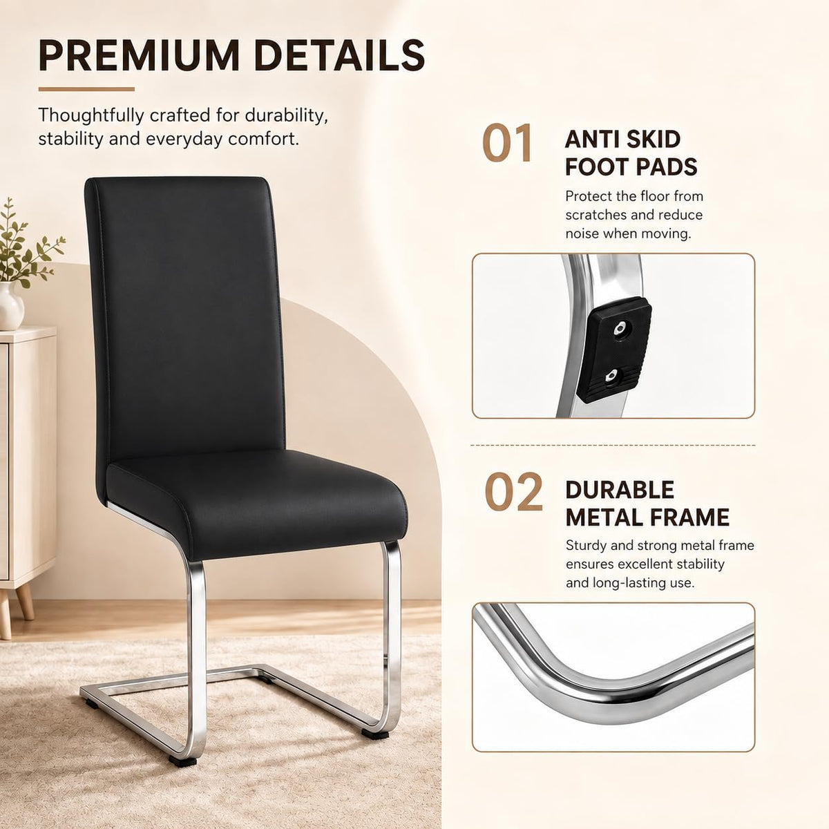 Dining Chairs Set of 2 High Back Black E166129
