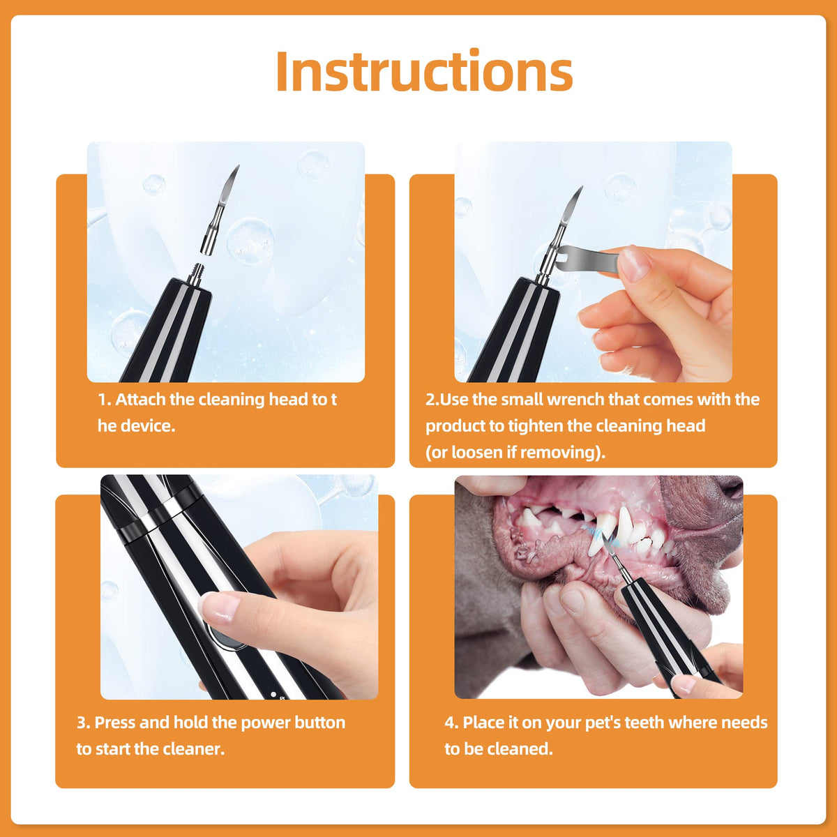Ultrasonic Pet Tooth Cleaner Kit with LED Light V4674