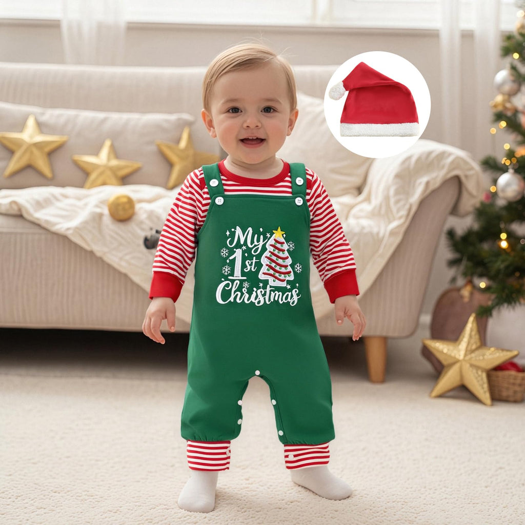 Newborn 1st Halloween 3Pcs Stripe Long Sleeve Romper Pants Hat Set H9719