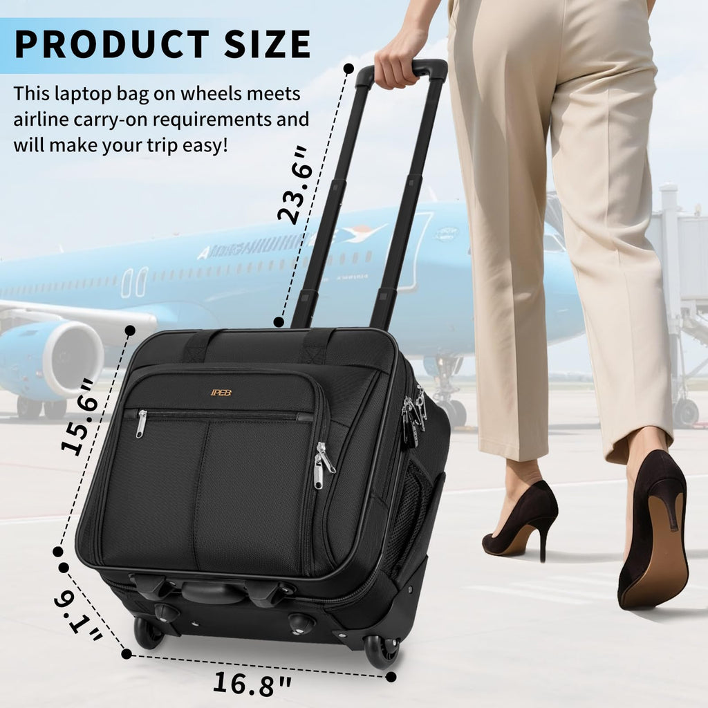 Water-Resistant 17.3" Rolling Laptop Bag with RFID Pocket J47188
