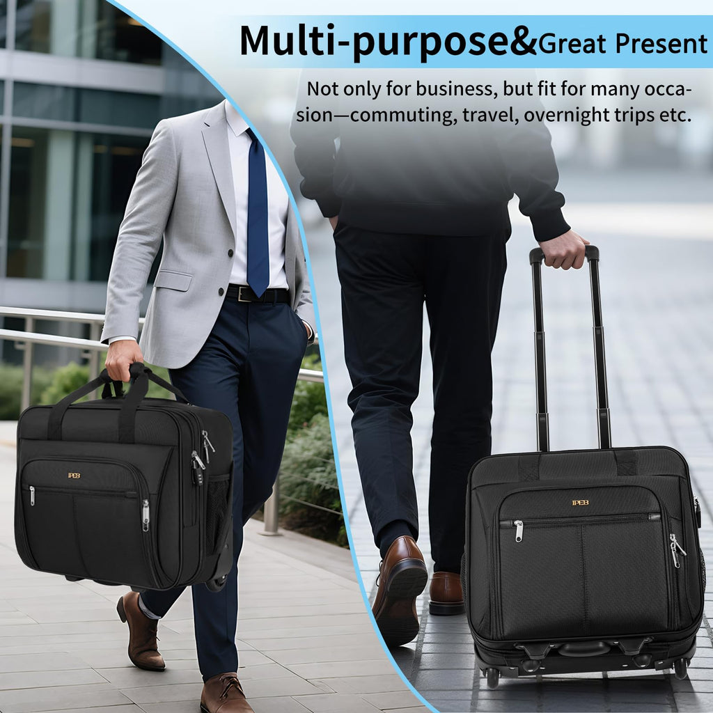 Water-Resistant 17.3" Rolling Laptop Bag with RFID Pocket J47188