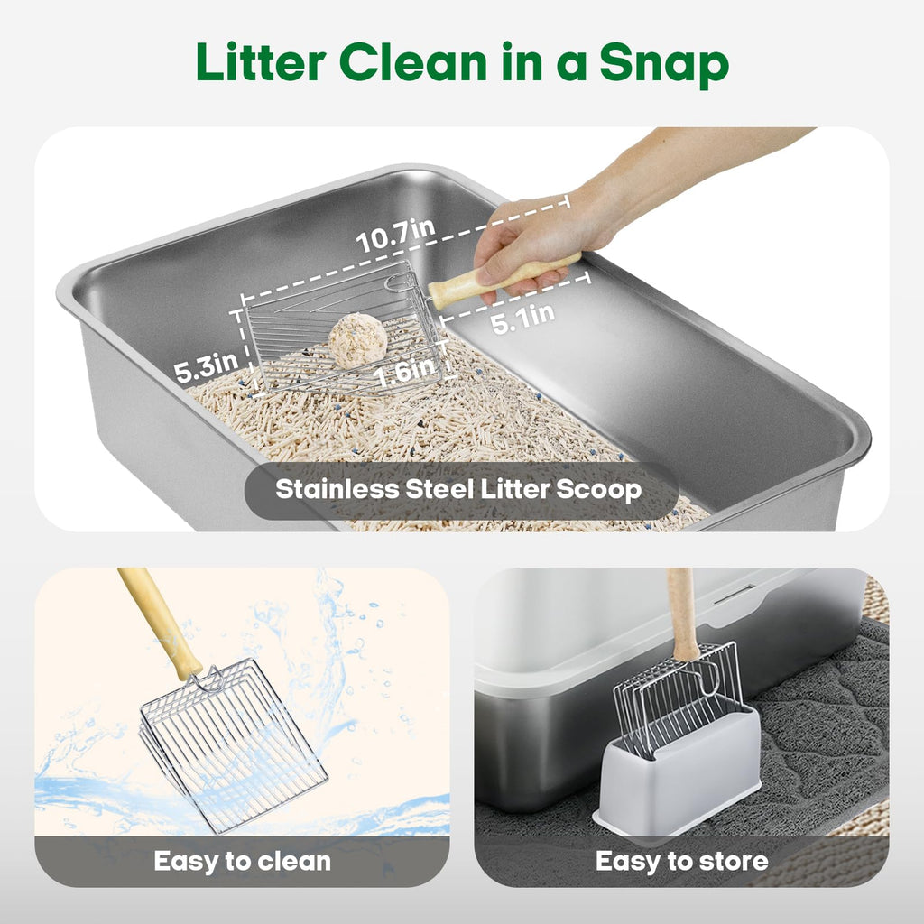Stainless Steel Extra Large Top Entry Cat Litter Box Set J599