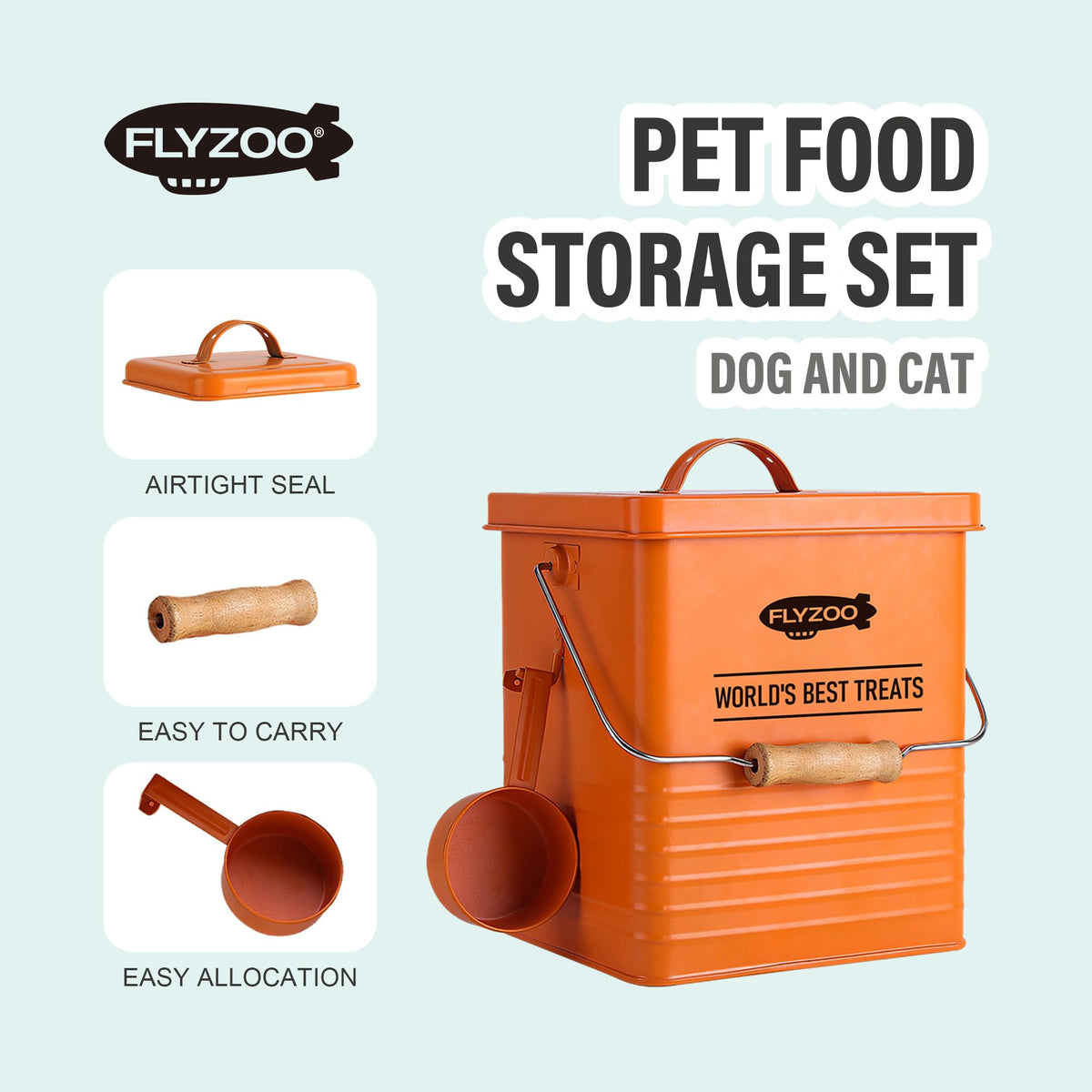 Metal Dog Food Containers with Lids and Spoon, 3 Set F825
