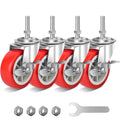 3 Inch Heavy Duty Stem Casters Swivel Wheels with Brake, Set of 4 V18288