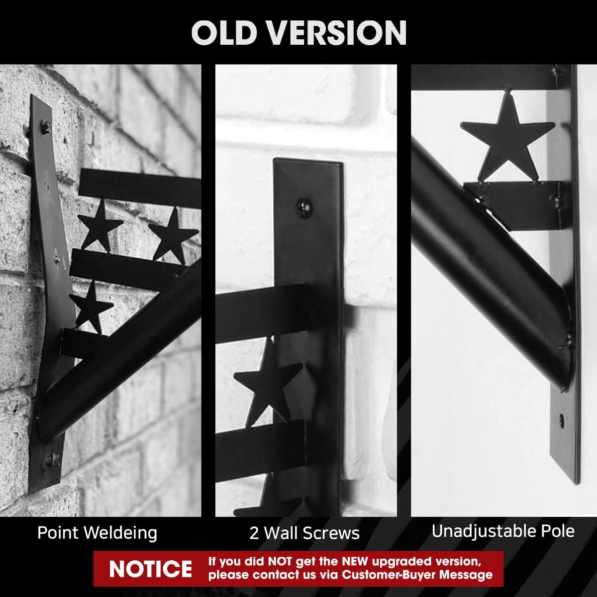 Flag Pole Heavy Duty Iron Weather Resistant Mounting Brackets Q505