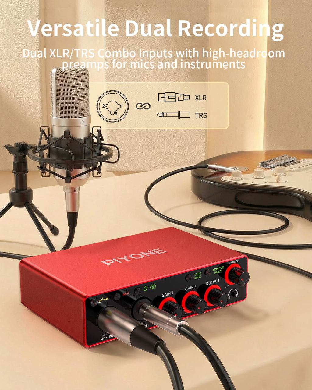 2X2 24-bit/192kHz Audio Interface with XLR/TRS Combo Input J68641