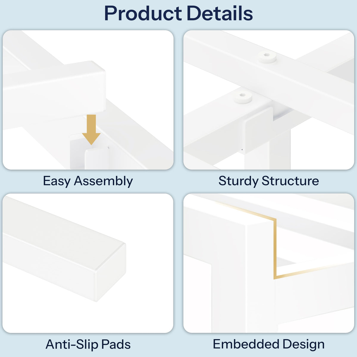 White Twin Metal Bed Frame with USB Charging Station Q912050
