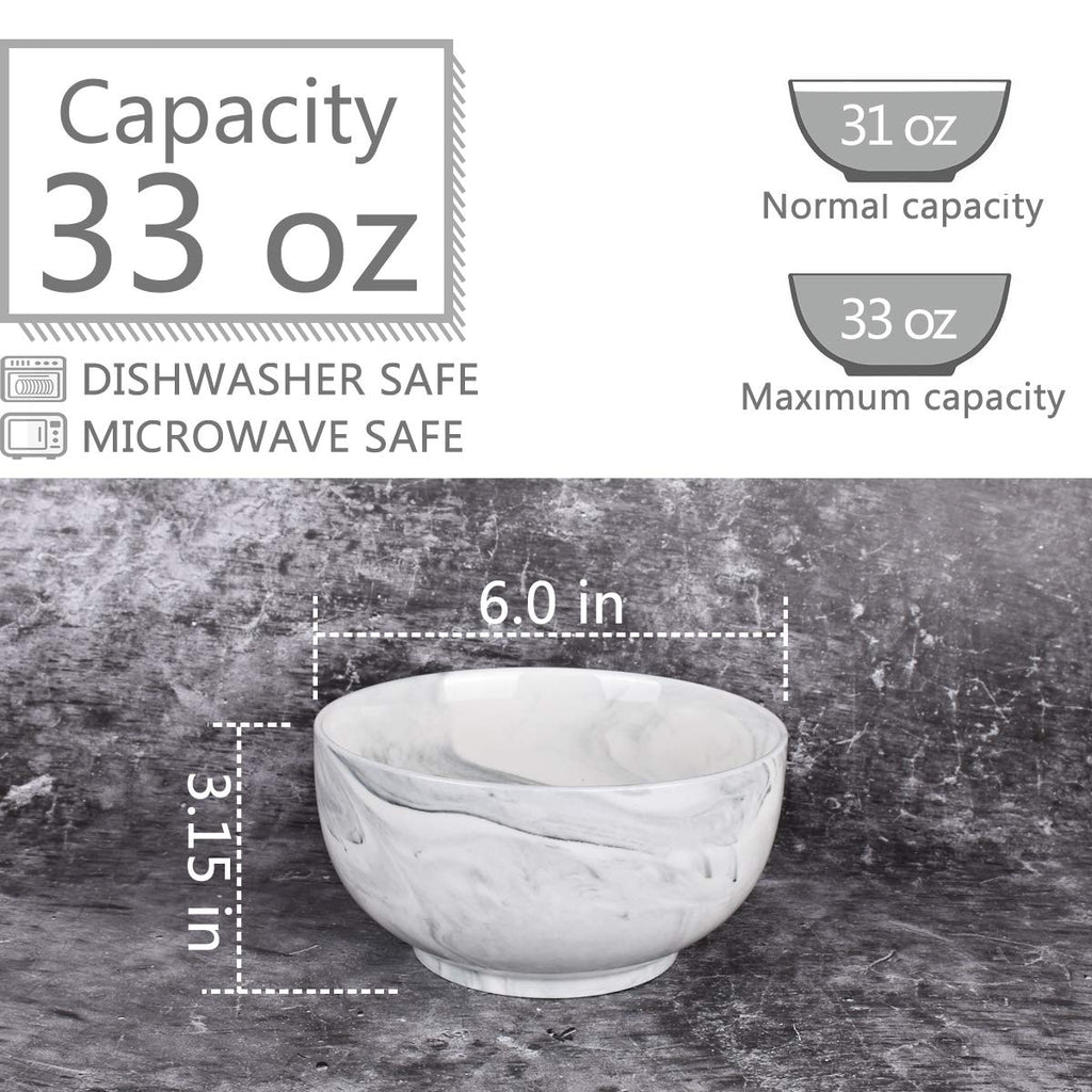 Ceramic Bowl Set of 4, 33 Oz, Dishwasher and Microwave Safe M2997